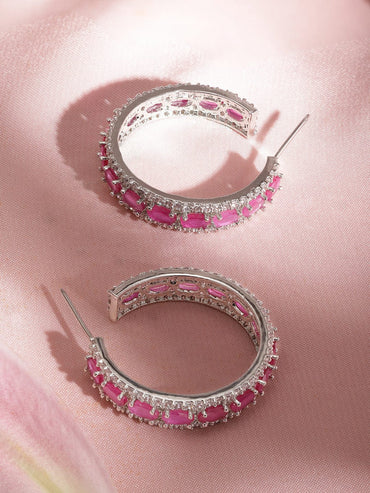 Copy of Rhodium - plated Marquise Crystal Zirconia Demi-Fine Chunky Hoop Earrings Earrings