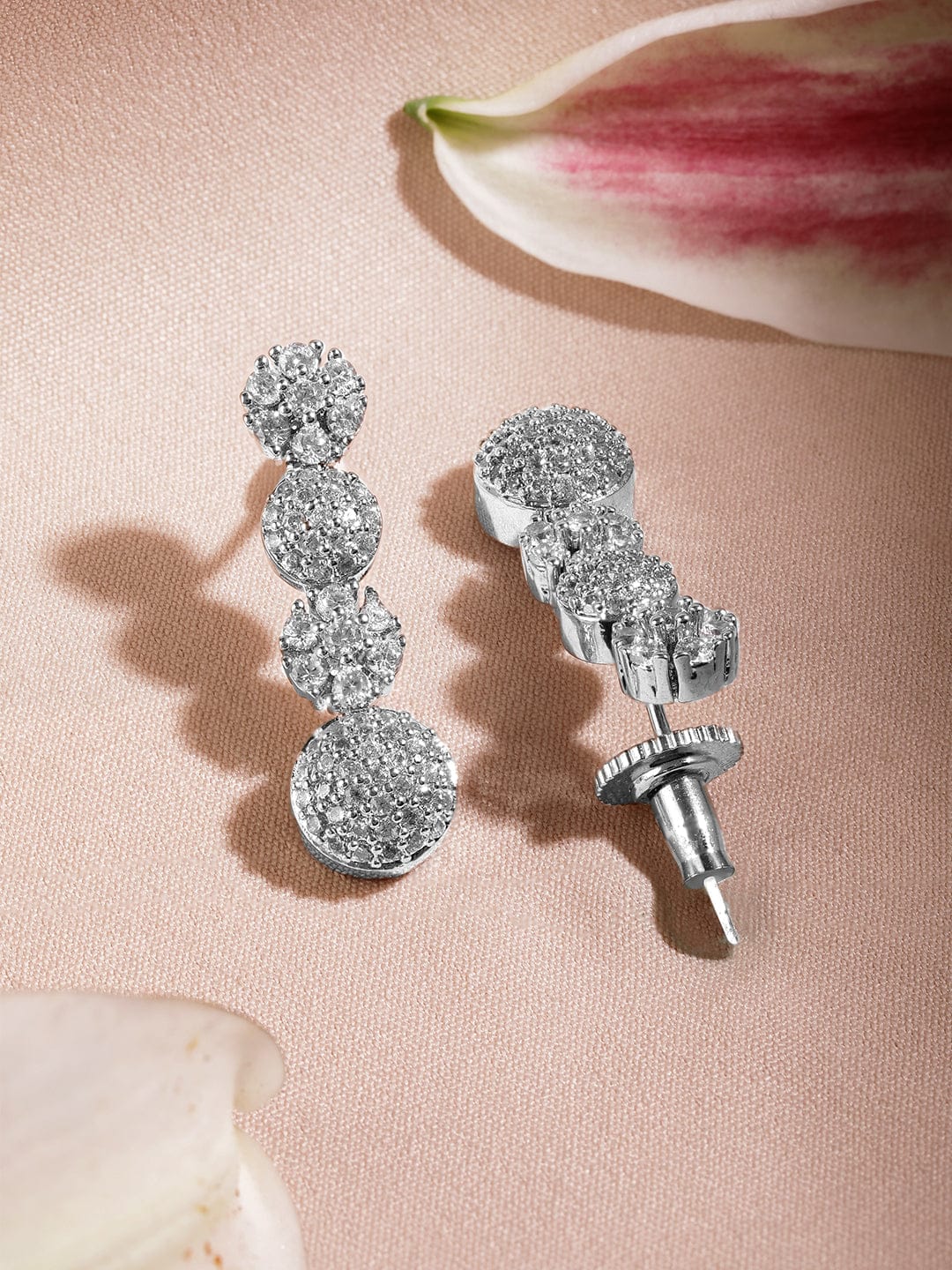 Rhodium plated Pave Zirconia Embellished sleek Jewellery set Jewellery Set