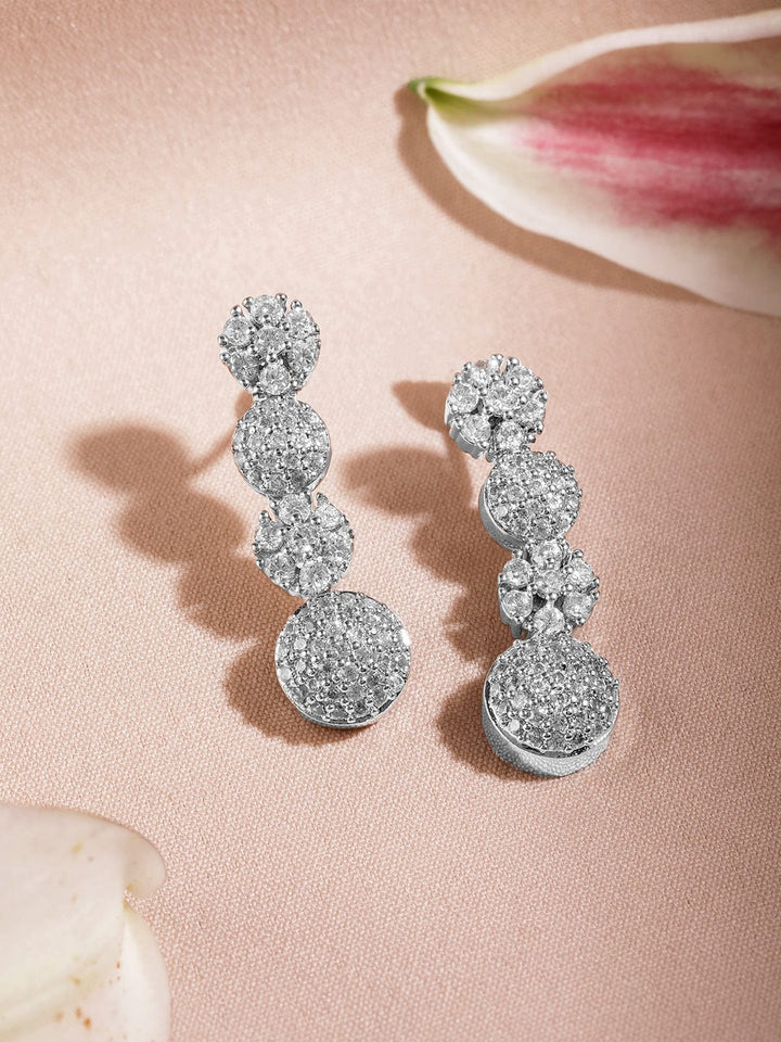 Rhodium plated Pave Zirconia Embellished sleek Jewellery set Jewellery Set