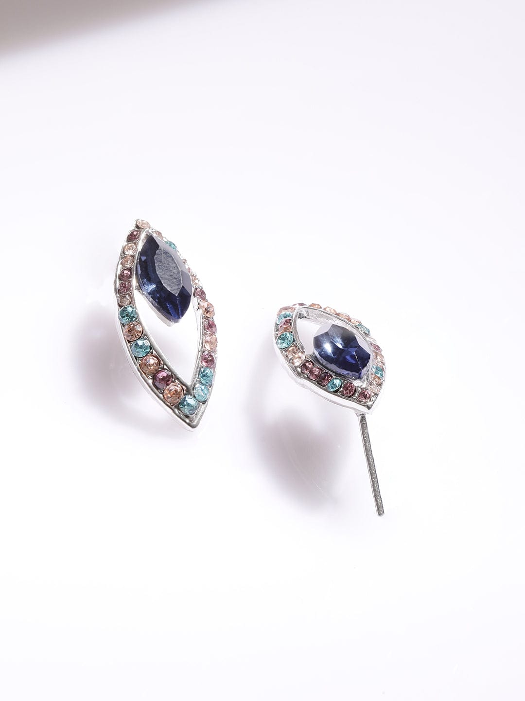 Rhodium-Plated Statement Necklace Set with Multicolor Cubic Zirconia Gemstones Jewellery Set