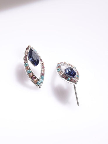 Rhodium-Plated Statement Necklace Set with Multicolor Cubic Zirconia Gemstones Jewellery Set