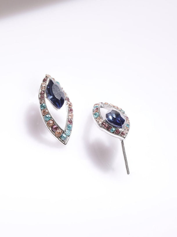 Rhodium-Plated Statement Necklace Set with Multicolor Cubic Zirconia Gemstones Jewellery Set