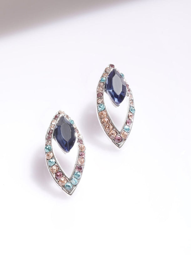 Rhodium-Plated Statement Necklace Set with Multicolor Cubic Zirconia Gemstones Jewellery Set