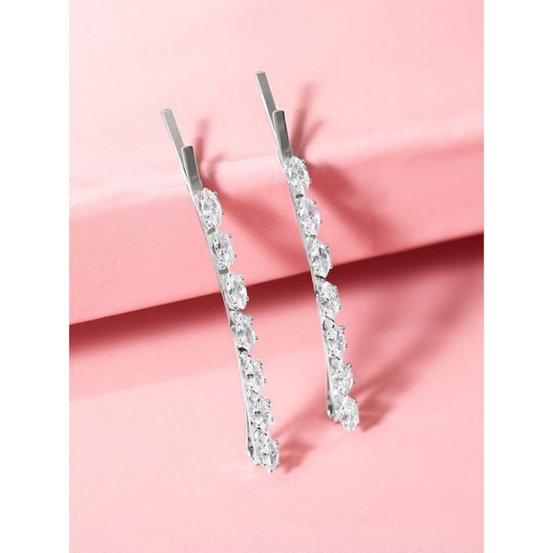 Rhodium plated zirconia studded hair pins Hair Accessory