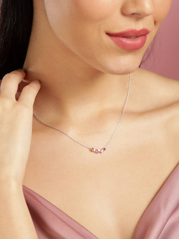 Rhodium plated Ruby Dublet Zirconia studded Statement Bracelet Earrings