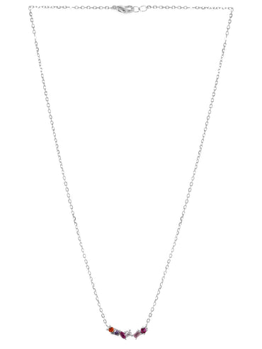 Rhodium plated Zirconia Studded Multicolour Zirconia Pendant Necklace Earrings