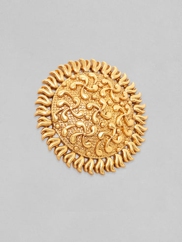 Rubans Luxury 22K Pure Gold Plated Finely Detailed Temple Statement Ring.