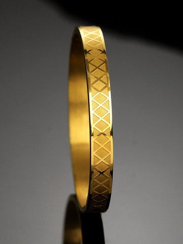 Roadster 22K Gold-Plated Geometric Cross-Hatch Textured Bracelet for Men Bracelets