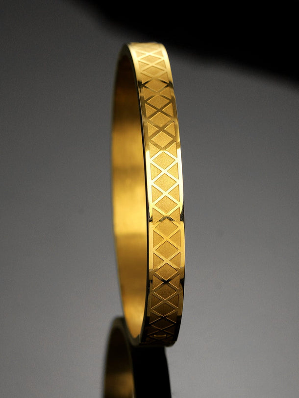 Roadster 22K Gold-Plated Geometric Cross-Hatch Textured Bracelet for Men Bracelets