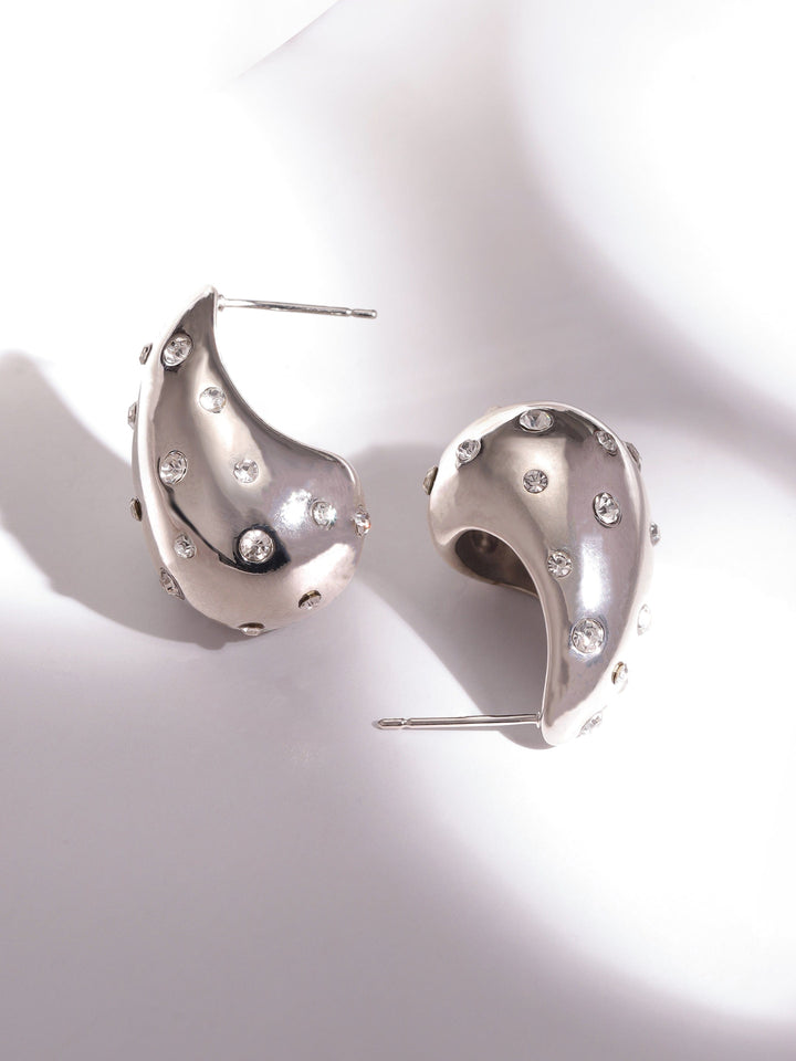 Rodium Silver Plated With zircon stone studded Earrings Earrings