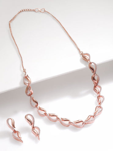 Rose Gold Plated  CS Studded Jewellery Set Jewellery Set