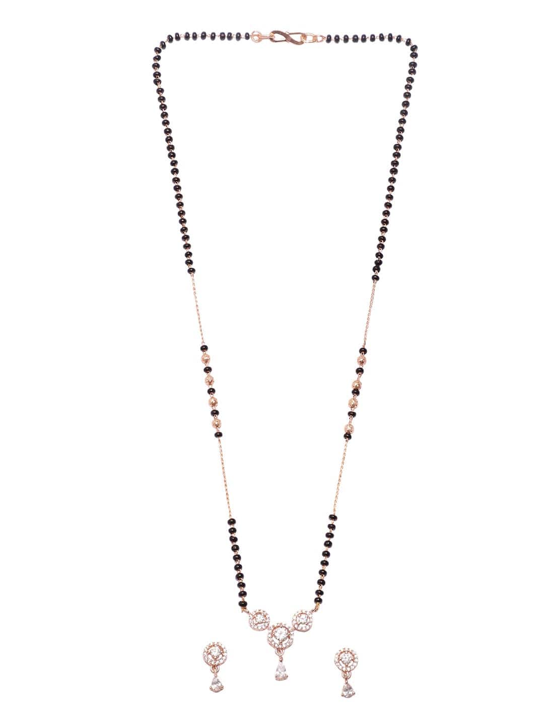 Rose Gold-Plated Cubic Zirconia Studded Mangalsutra Set Mangalsutra