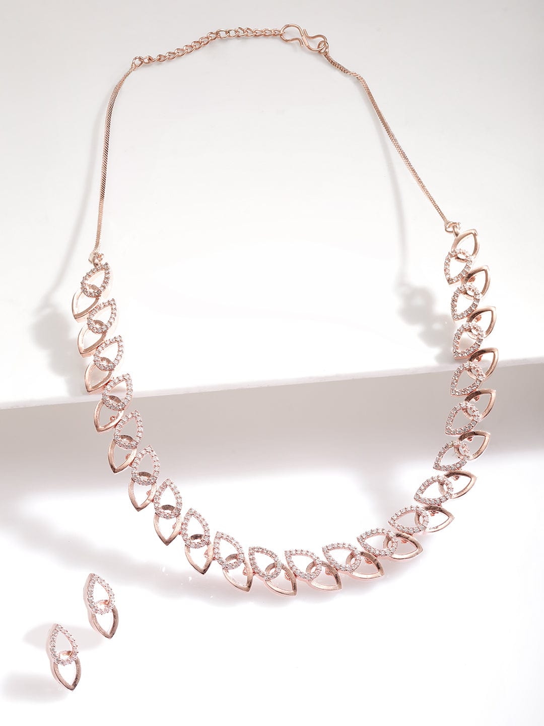 Rose Gold-Plated CZ-Studded Necklace Set Necklace Sets