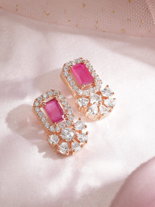 Rose Gold-Plated Floral CZ Studs Earrings Earrings
