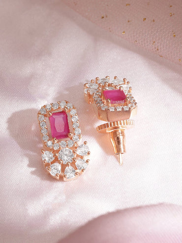 Rose Gold-Plated Floral CZ Studs Earrings Earrings