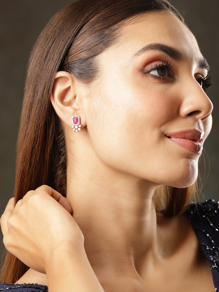 Rose Gold-Plated Floral CZ Studs Earrings Earrings