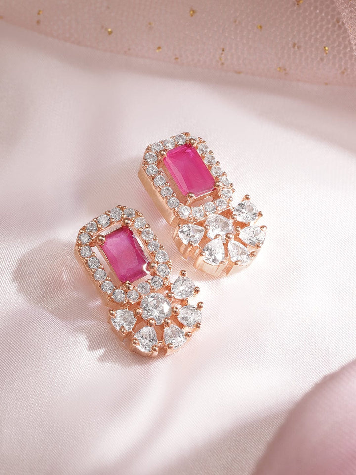 Rose Gold-Plated Floral CZ Studs Earrings Earrings