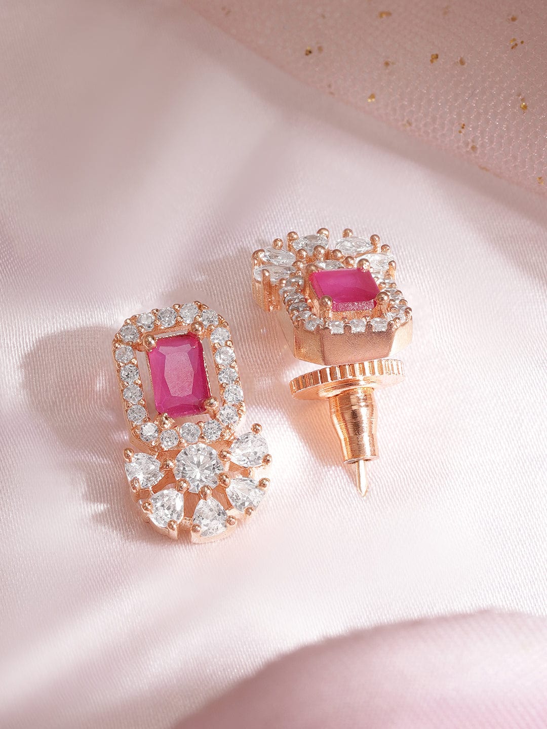 Rose Gold-Plated Floral CZ Studs Earrings Earrings