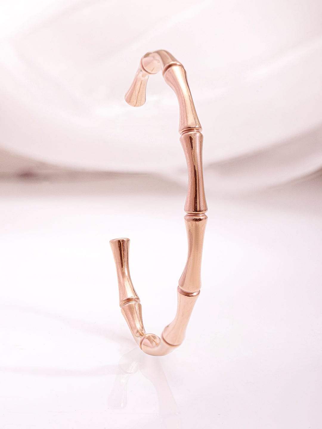 Rose Gold Plated Stainless Steel Tarnish Free Waterproof Demi-Fine Bamboo Openable Bracelet Bracelet