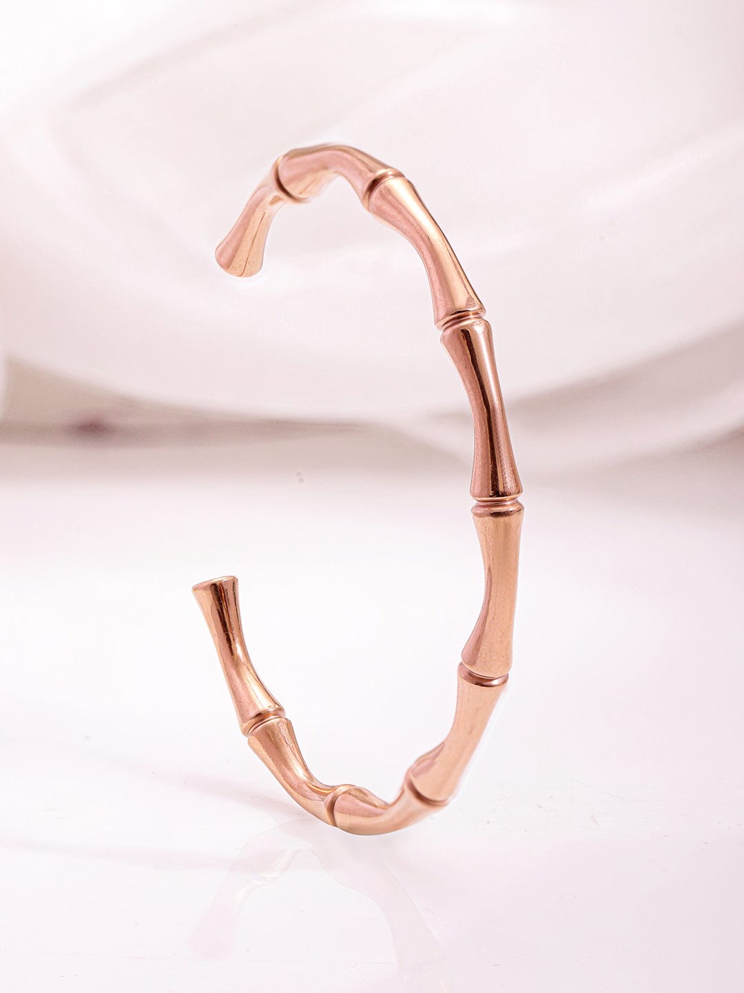 Rose Gold Plated Stainless Steel Tarnish Free Waterproof Demi-Fine Bamboo Openable Bracelet Bracelet