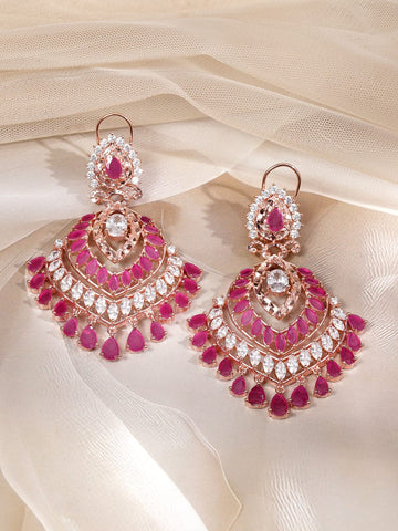 Rosé Radiance American Diamond Zirconia Dangle Earrings Earrings
