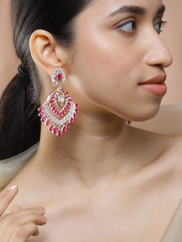 Rosé Radiance American Diamond Zirconia Dangle Earrings Earrings