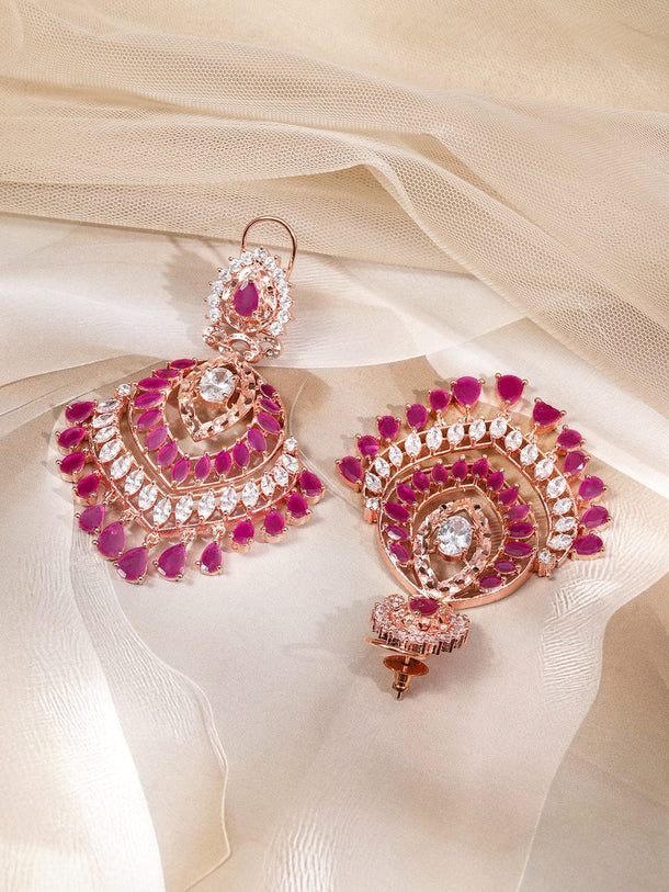 Rosé Radiance American Diamond Zirconia Dangle Earrings Earrings