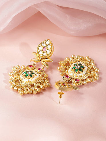 Royal Charm Multicolour Floral Ghungroo Dangler Earrings