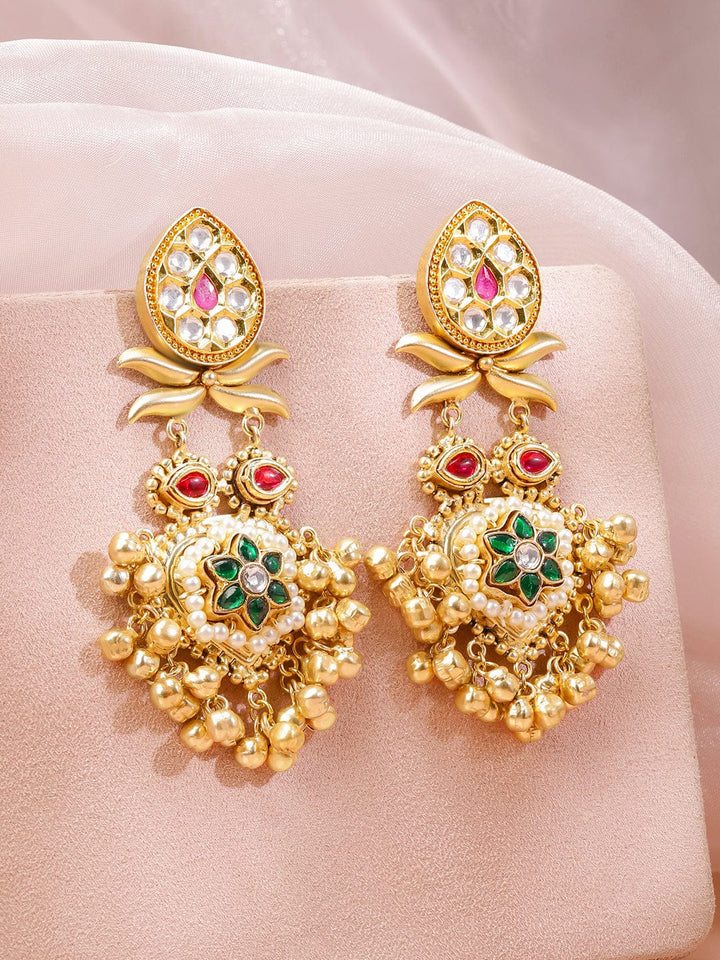 Royal Charm Multicolour Floral Ghungroo Dangler Earrings