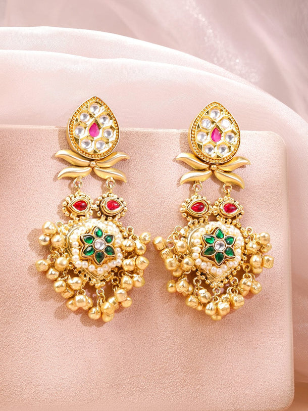 Royal Charm Multicolour Floral Ghungroo Dangler Earrings
