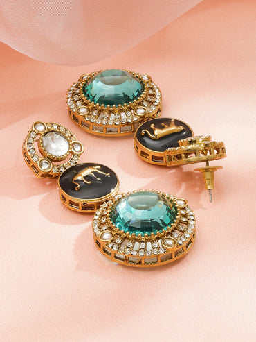 Royal Green & Black Statement Earrings Earrings