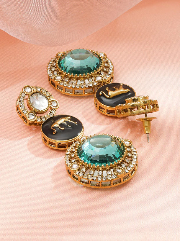 Royal Green & Black Statement Earrings Earrings