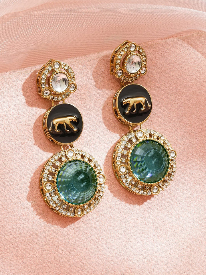 Royal Green & Black Statement Earrings Earrings