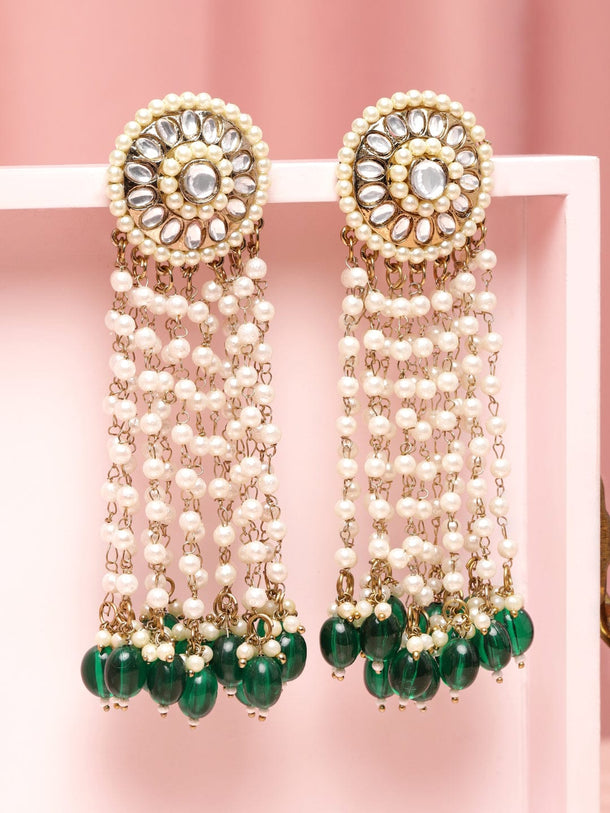 Royal Greens Multistrand Pearl Chandelier Earrings Earrings