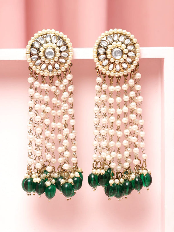 Royal Greens Multistrand Pearl Chandelier Earrings Earrings