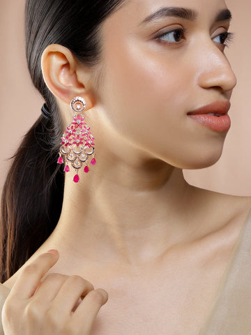 Royal Heritage Red American Diamond Zirconia Danglers Earrings