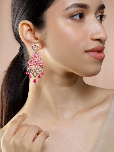 Royal Heritage Red American Diamond Zirconia Danglers Earrings