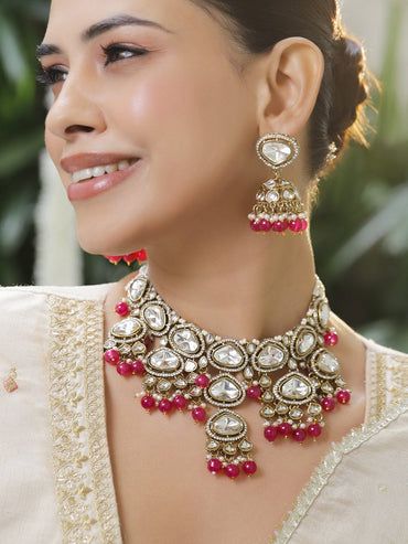 Royal Kundan & Pink Necklace Set Jewellery Set