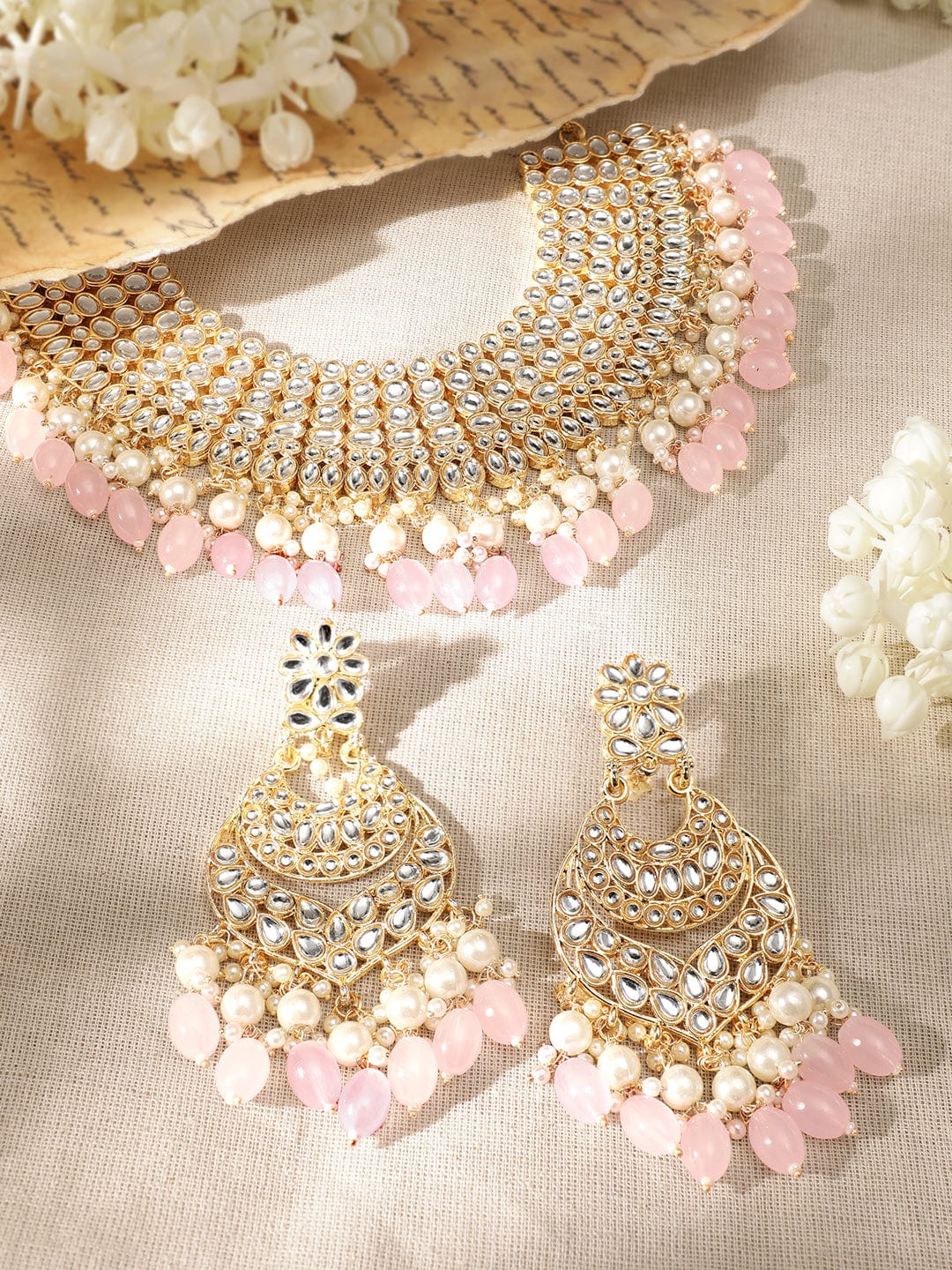 Royal Radiance 22k Gold Plated Kundan and Pearl Beaded Jewelry Set Jewellery Sets