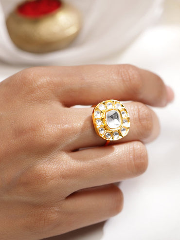 Royal Snowdrop Kundan Ring Rings