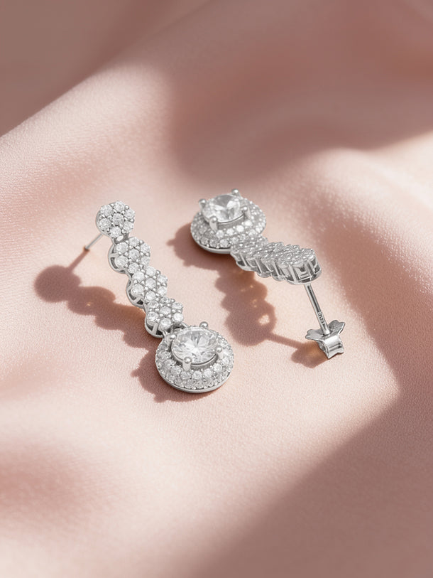 925 Fine Silver Rhodium Plated Dangler Earrings