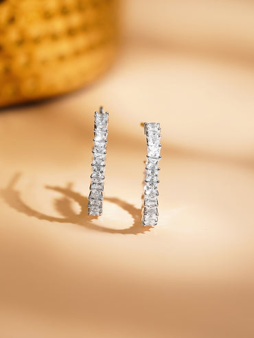925 Fine Silver Crystal Hoop Earrings