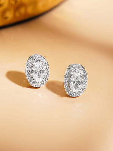 925 Fine Silver Rhodium Plated Stud Earrings