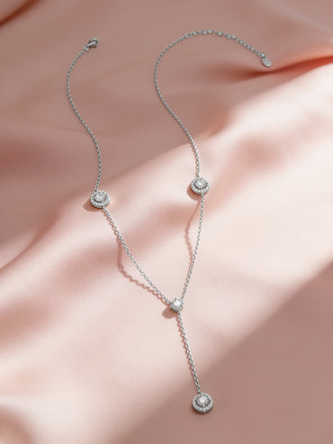925 Fine Silver Rhodium Plated Round Charm Necklace
