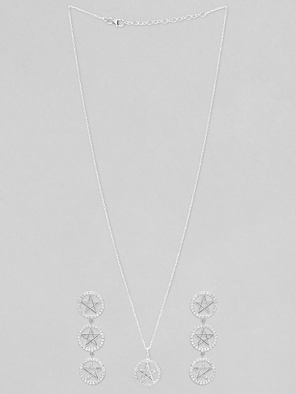 Rubans 925 Silver Shine As A Star Pendant Necklace Set.