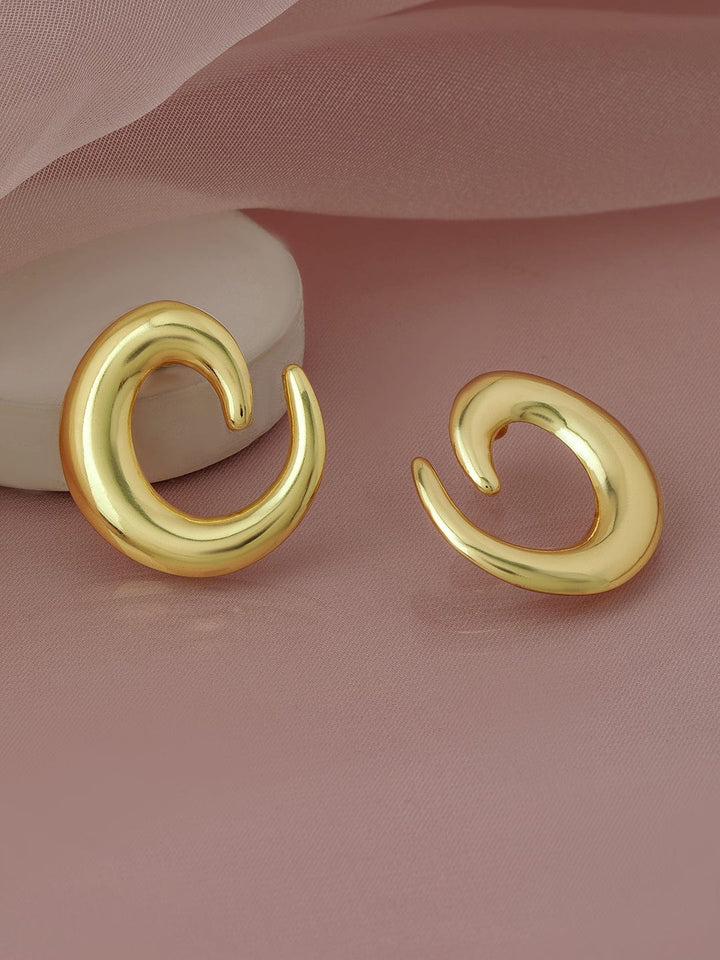 Rubans 18 K Gold Plated Stainless Steel Tarnish-Free Waterproof Sculptural Swirl Earrings Earrings