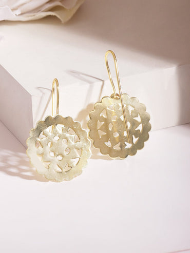 Rubans 18 KT Gold-Plated Circular Filigree Drop Earrings Earrings