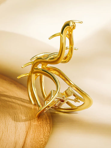 Rubans 18K Gold Plated Abstract Curved Design Hair Claw Clip â€“ Statement Hair Accessory Hair Accessory