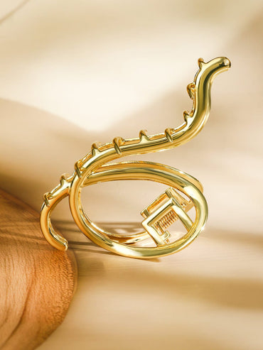 Rubans 18K Gold Plated Abstract Curved Design Hair Claw Clip â€“ Statement Hair Accessory Hair Accessory