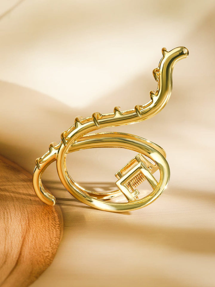 Rubans 18K Gold Plated Abstract Curved Design Hair Claw Clip â€“ Statement Hair Accessory Hair Accessory